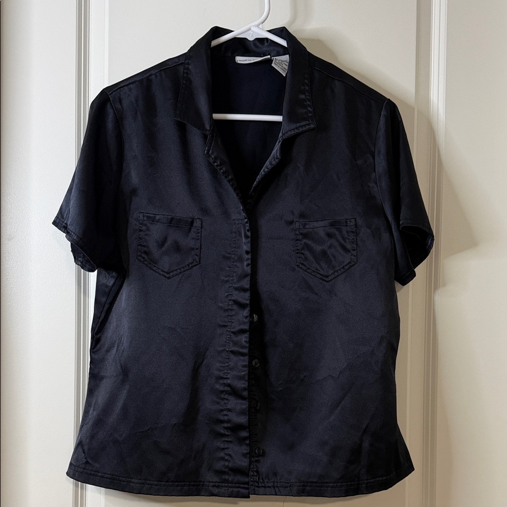 Kathy Ireland Midnight Black Button-Up Blouse